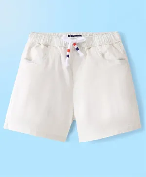 Pine Kids Cotton Woven Mid Thigh Length Shorts Solid Colour - White