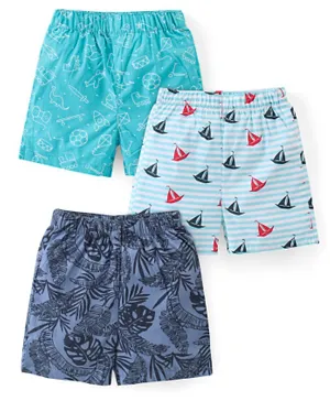 Babyhug Woven Boxers Boat Print Pack of 3 - Multicolor