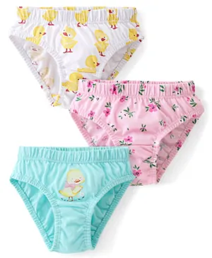 Babyhug 100% Cotton Knit Panties Floral Print Pack of 3 - Multicolour