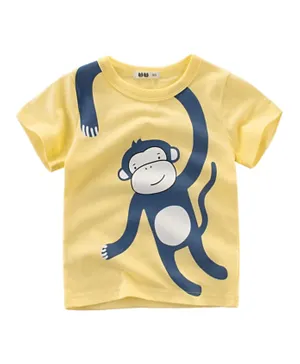 SAPS Monkey Placement Print T-Shirt - Yellow