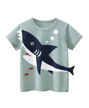 SAPS Whale Placement Print T-Shirt - Grey