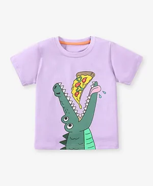 SAPS Crocodile & Pizza Graphic T-Shirt - Purple