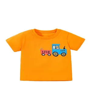 SAPS Tractor Embroidered & Patch T-Shirt - Orange