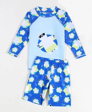 SAPS Polar Bears Printed Quick Drying Two Piece Swimsuit - Blue