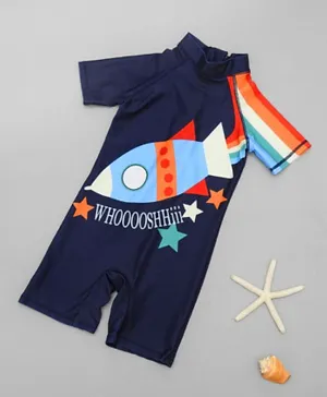 SAPS Rocket Graphic Quick Drying Legged Swimsuit - Navy Blue