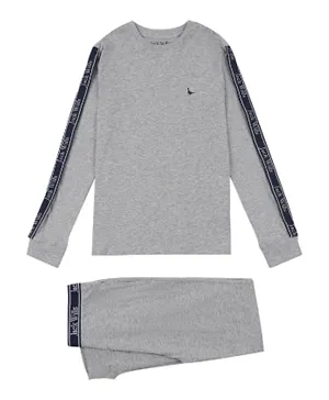 Jack Wills Embroidered & Peached T-shirt & Joggers Set - Grey