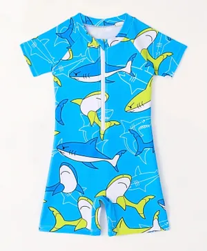 SAPS Shark Themed Legged Swimsuit - Blue