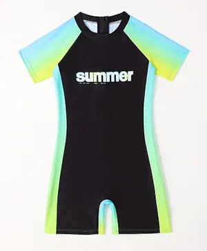 SAPS Summer Themed Legged Swimsuit - Black