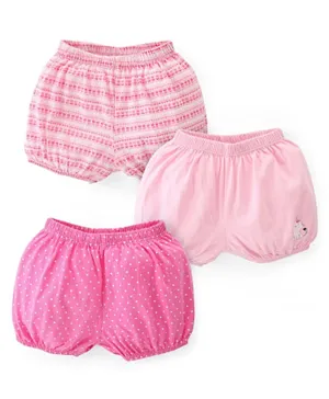 Babyhug 100% Cotton Bloomer Polka Dot & Floral Print Pack of 3 - Pink