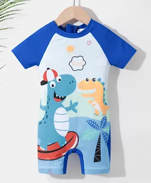 سابس - بدلة سباحة بطباعة ديناصور - أزرق