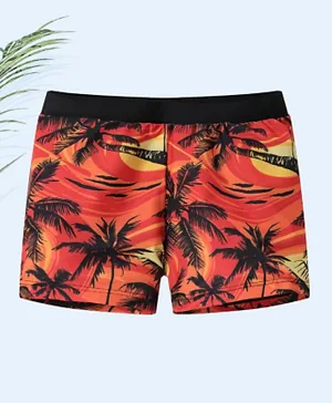 SAPS All Over Palm Trees Printed Swimming Trunks - Multi Color