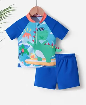 SAPS Cool Dino Printed Two Piece Swimsuit - Blue