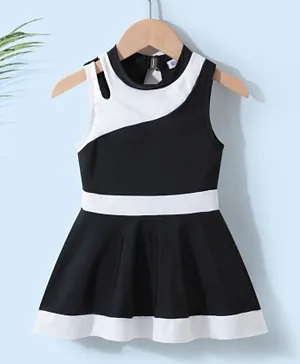 SAPS Color Block Frock Style Swimsuit - Black