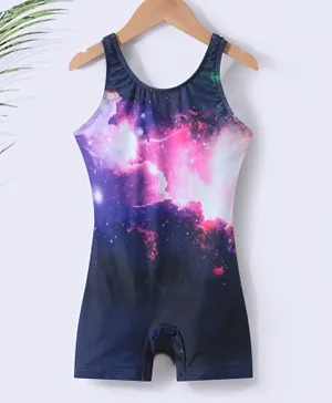 SAPS Cosmos Printed Quick Dry Legged Swimsuit - Navy Blue