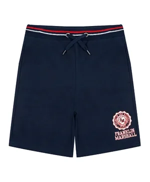 Franklin & Marshall Logo Graphic Tipped Shorts - Blue