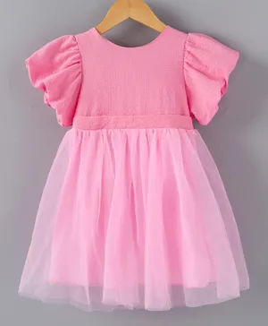 SAPS Solid Short Sleeves Dress - Pink