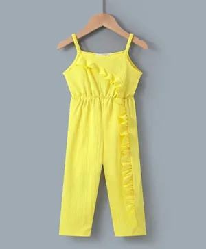 SAPS Solid Frill Detailed Singlet Neck Jumpsuit - Yellow