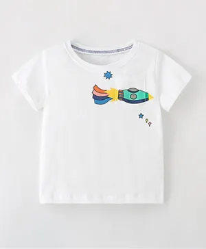 SAPS Cotton Space Rocket Graphic T-Shirt - White