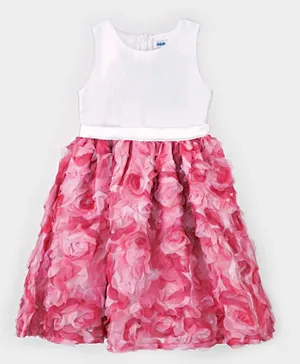 R&B Kids 3D Floral Applique Dress - Pink