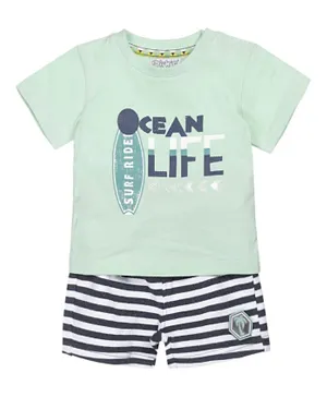 Dirkje Surf Rider Ocean Life T-Shirt & Shorts Set - Light Green