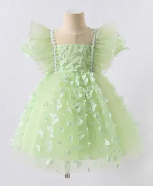 Kookie Kids Butterfly Applique Party Dress - Green