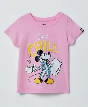 The Souled Store Official Disney: Mickey Just Chill T-Shirt - Pink