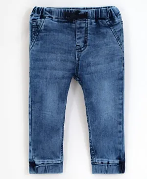 Bonfino Cotton Elastane Full Length Washed Denim Jeans - Light Blue