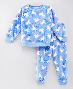 Minoti Printed Fleece Pyjama Set - Blue