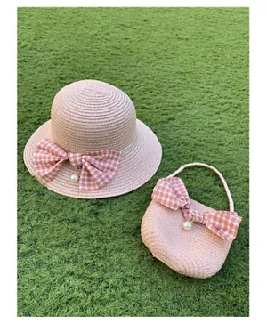 The Girl Cap Bow Hat and Bag Set - Pink