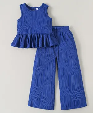 SAPS Solid Sleeveless Top & Bottoms Co-ord Set - Blue