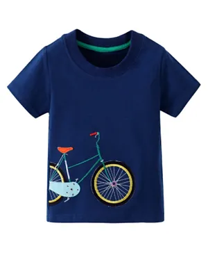 SAPS Cycle Embroidered & Patched T-Shirt - Navy Blue