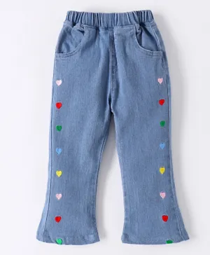 SAPS Hearts Embroidered Jeans - Blue
