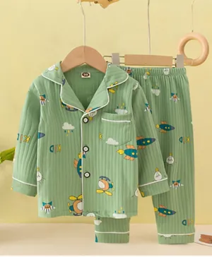 SAPS All Over Rocket Print Pyjama Set - Green