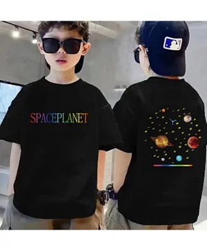 SAPS Space Planet Graphic Cotton T-shirt - Black