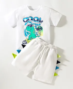 SAPS Cool Dino Graphic T-Shirt & Shorts Set - White
