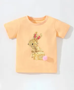SAPS Rabbit Embellished & Applique Cotton T-shirt - Orange