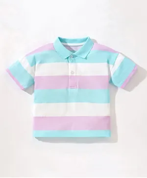 SAPS Broad Striped Cotton Polo T-shirt - Multicolor