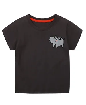 SAPS Hippo Graphic Cotton T-shirt - Dark Grey