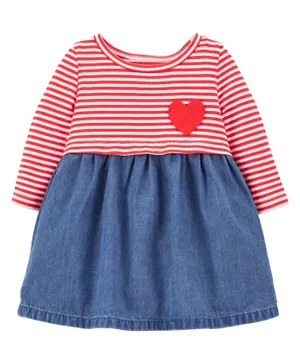 Carter's Striped Chambray Dress - Red