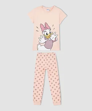 DeFacto Daisy Duck  Knitted Pajamas Set - Pink