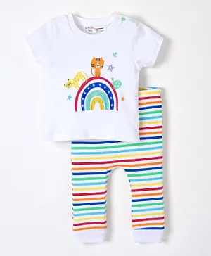 Minoti Rainbow T-Shirt & Leggings Set - White