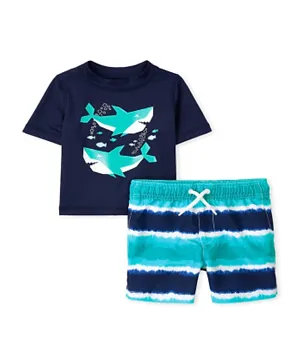 The Children's Place Round Neck Two Piece Swimsuit - Aegan Sea