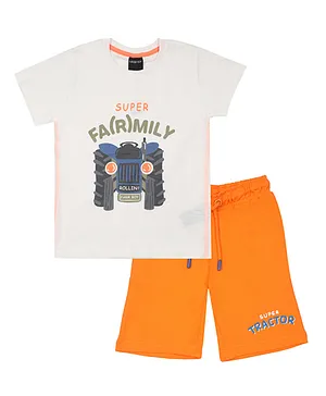 Urbasy Super Farmily T-Shirt with Shorts - Off White and Orange
