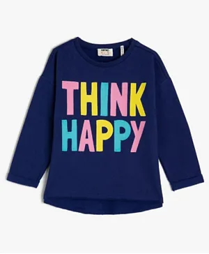 Koton Think Happy Graphic Sweatshirt - Blue