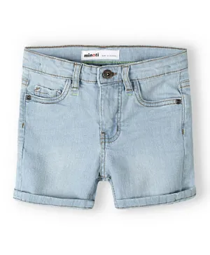 Minoti Solid Denim Shorts - Light Blue