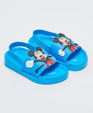 LC Waikiki Mickey Mouse Licensed Patch Detailed Sandals - Blue