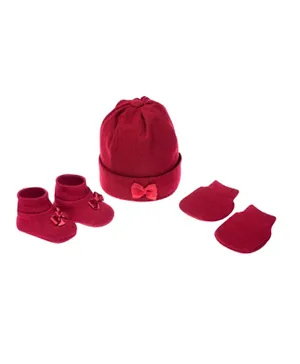 Pimpolho Hat Socks and Mittens Set - Red