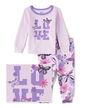 The Children's Place Butterfly Love Snug Fit Pyjama Set - Lilac