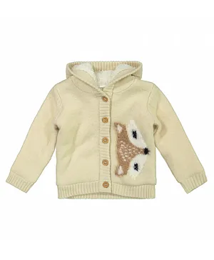 Dirkje Fox Cardigan With Hood - Beige Melee