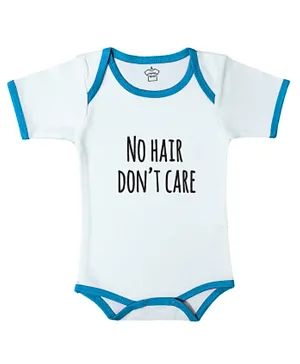 Cheeky Micky Bodysuit with Message No Hair Don't Care - Blue